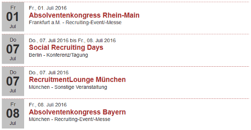 Veranstaltungen Juli 2016